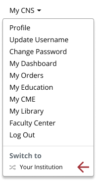 My CNS account menu